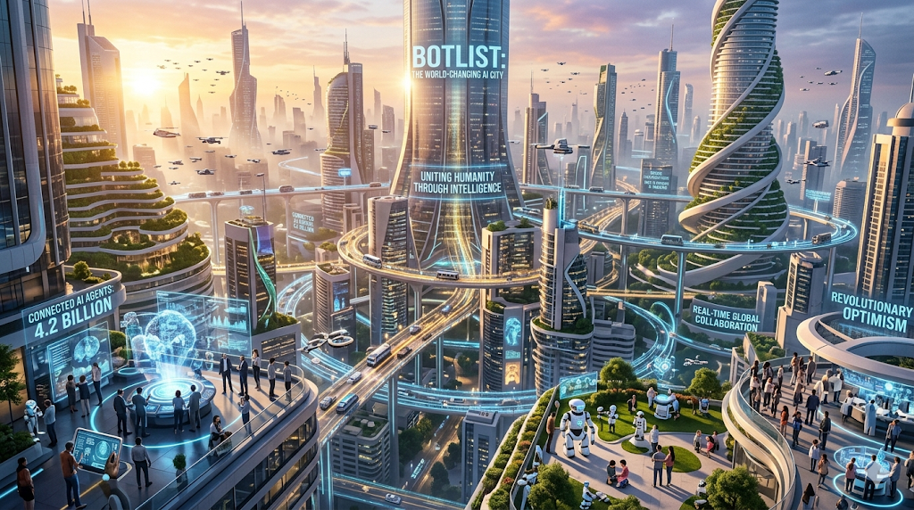 Futuristic AI City aerial backdrop